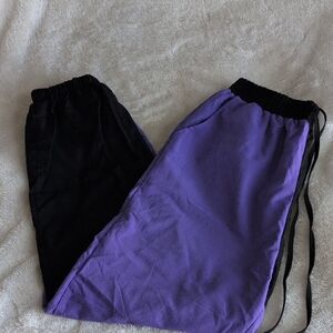 Black and Purple Sweatpants with Elastic Waistband